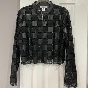 zelda faux leather jacket with lace. NWT. XL.